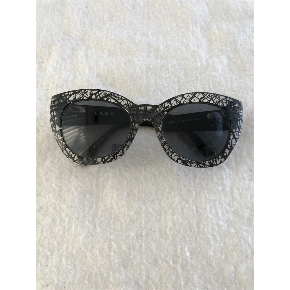 L.A.M.B. LAMB SUN LA503 Blk/white Crossed Lines, Sunglasses 50 20 135